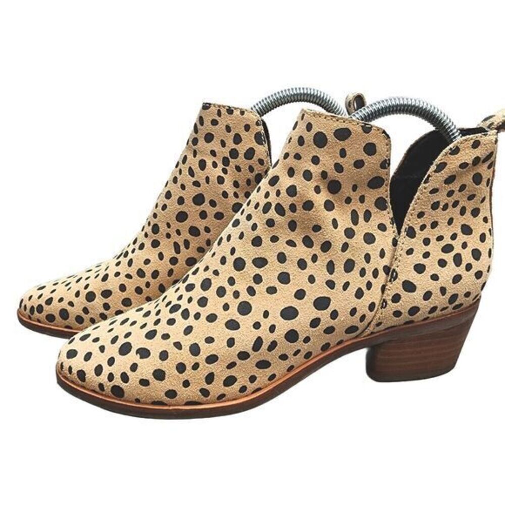 Dolce Vita Kaidie Leopard Dot Calf Hair Booties Size 6.5M Ankle Boots Block Heel